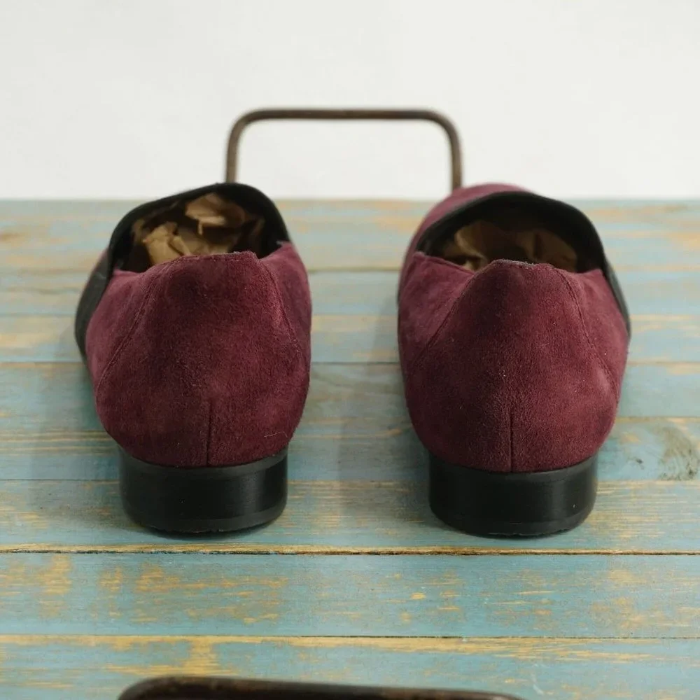 Clarks Unstructured Womens Un Blush Loafers Size 5 M Burgundy Red Black Suede - Picture 7 of 11